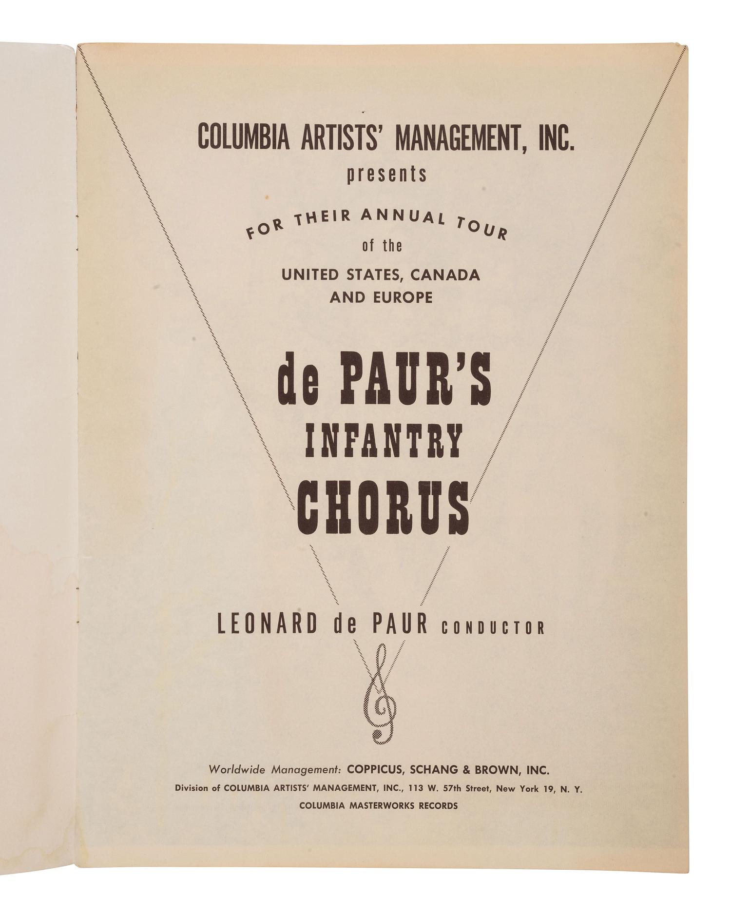[MUSIC] -- [DE PAUR, Leonard (1914-1998)]. Concert program from the 5th Annual Tour of de Paur's Infantry Chorus. Spring 1951.