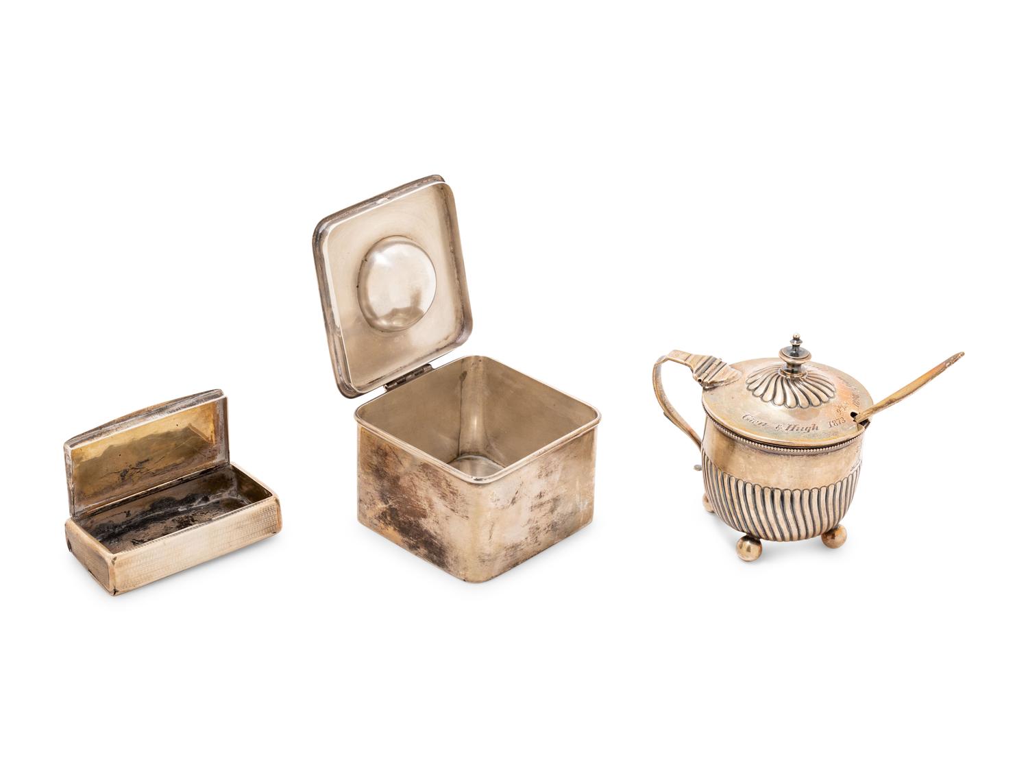 A Group of Six English and American Silver Boxes