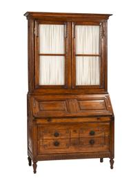 A Louis XVI Provincial Walnut Bureau Bookcase