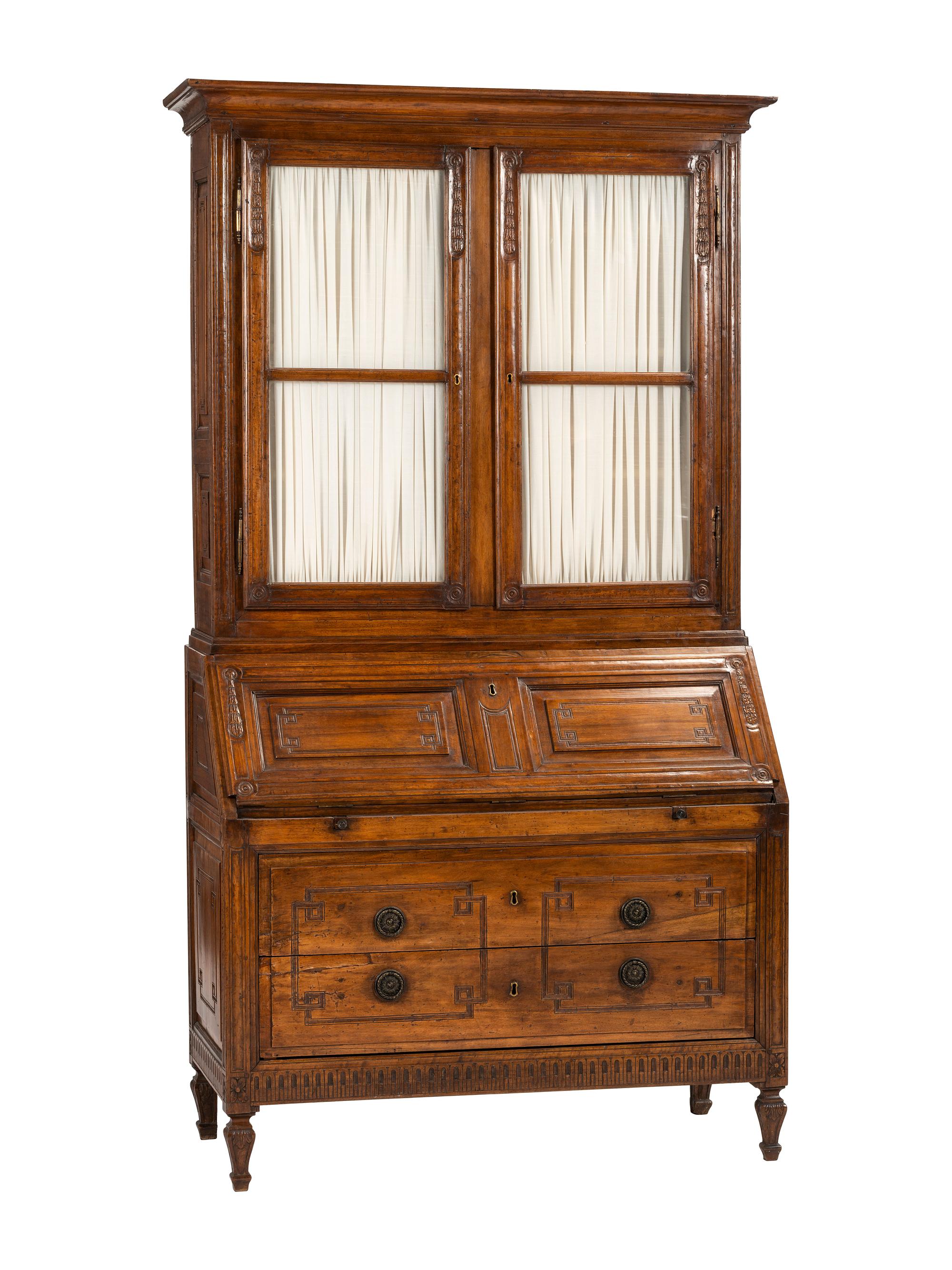 A Louis XVI Provincial Walnut Bureau Bookcase