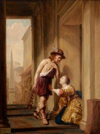Jan De Bray (Dutch, born c. 1627-1697) — Mercury and Aglauros at the door of Herse's Chamber, 1658