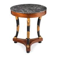 A Charles X Mahogany, Part Ebonized and Parcel Gilt Marble-Top Guéridon