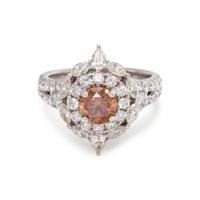 NATURAL FANCY DEEP BROWN-ORANGE DIAMOND AND DIAMOND RING