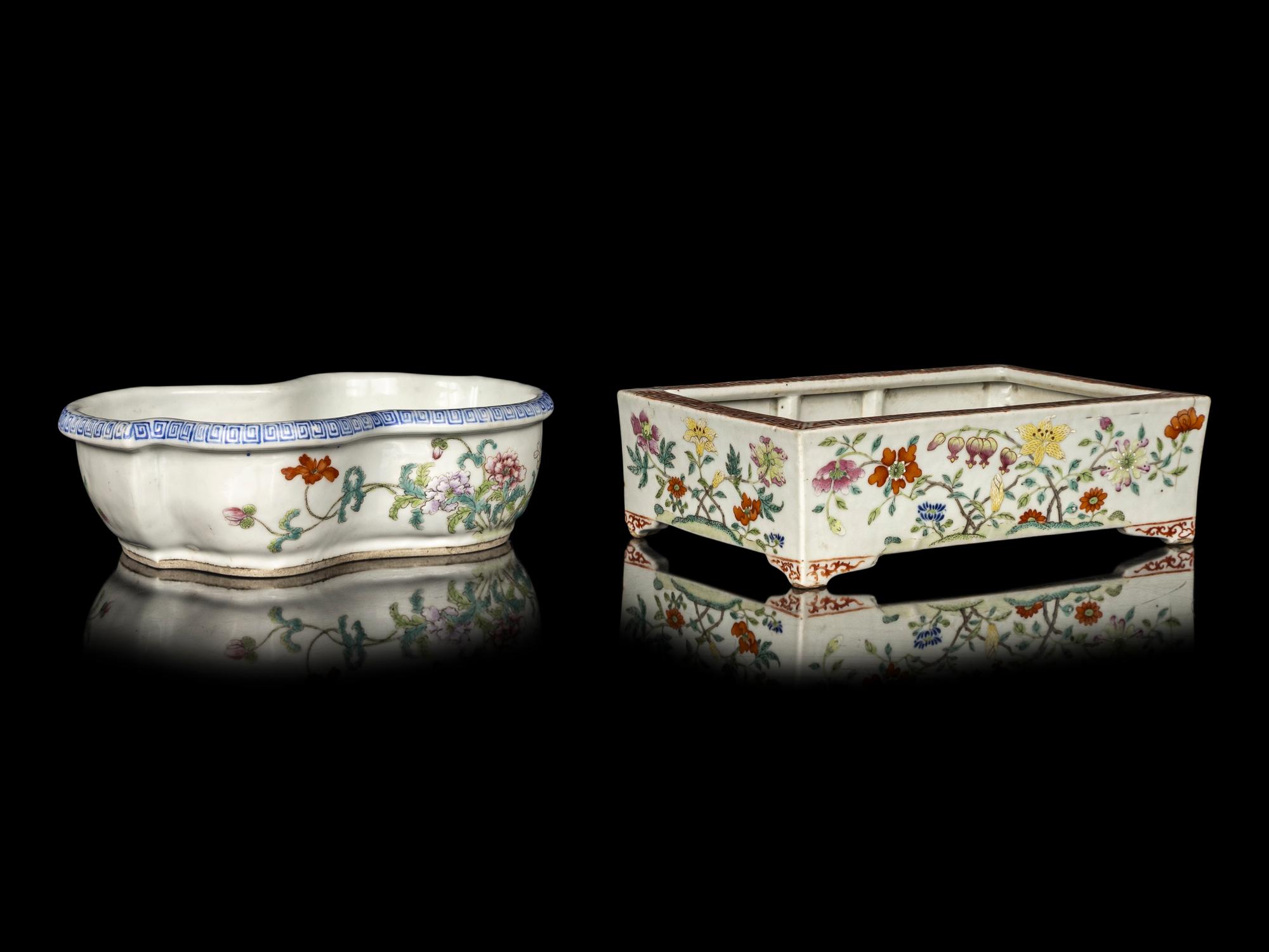 Two Chinese Famille Rose Porcelain Planters