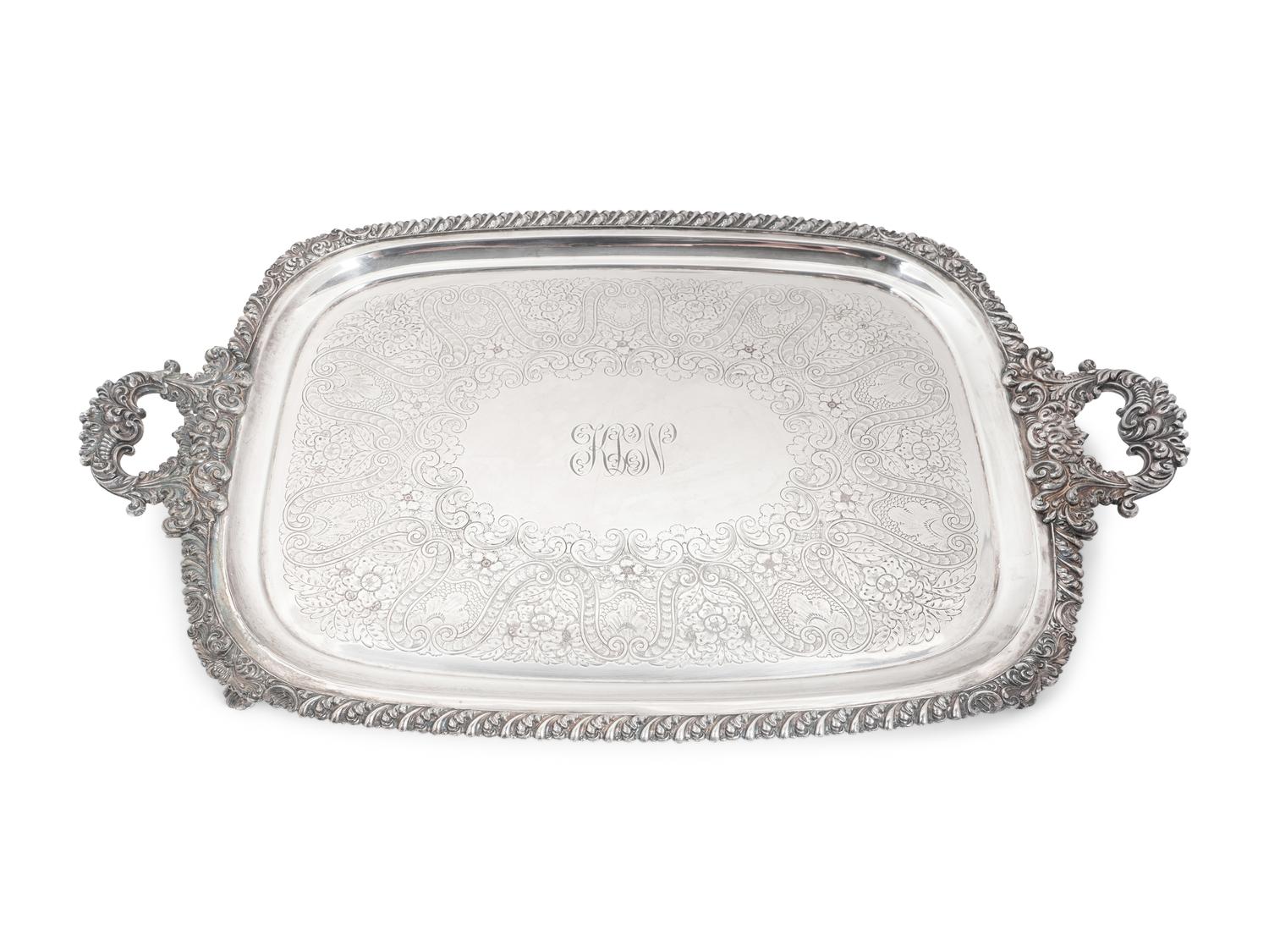 An English Silverplated Two-Handled, Footed Tray — EARLY 20TH CENTURY