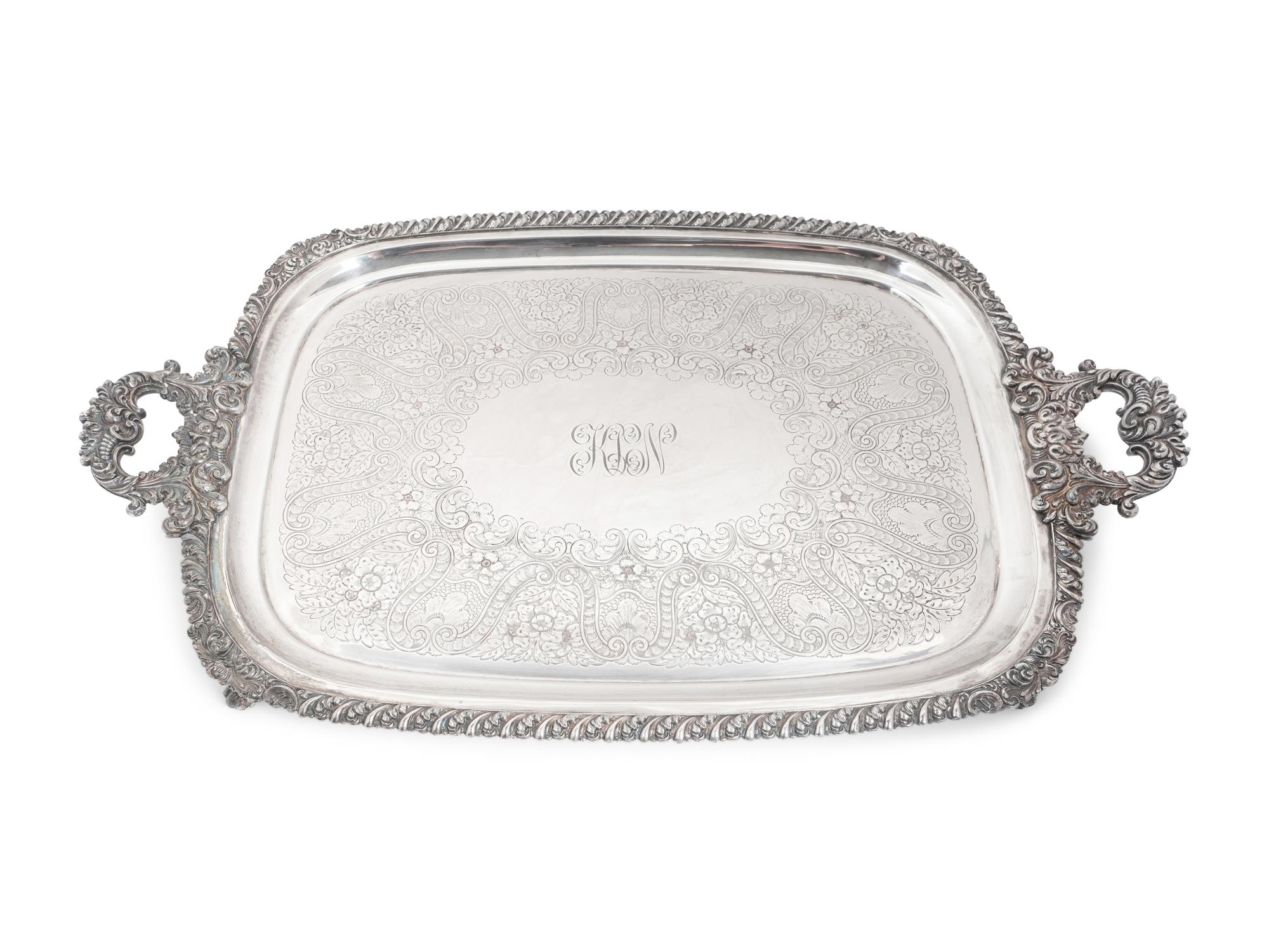 An English Silverplated Two-Handled, Footed Tray — EARLY 20TH CENTURY
