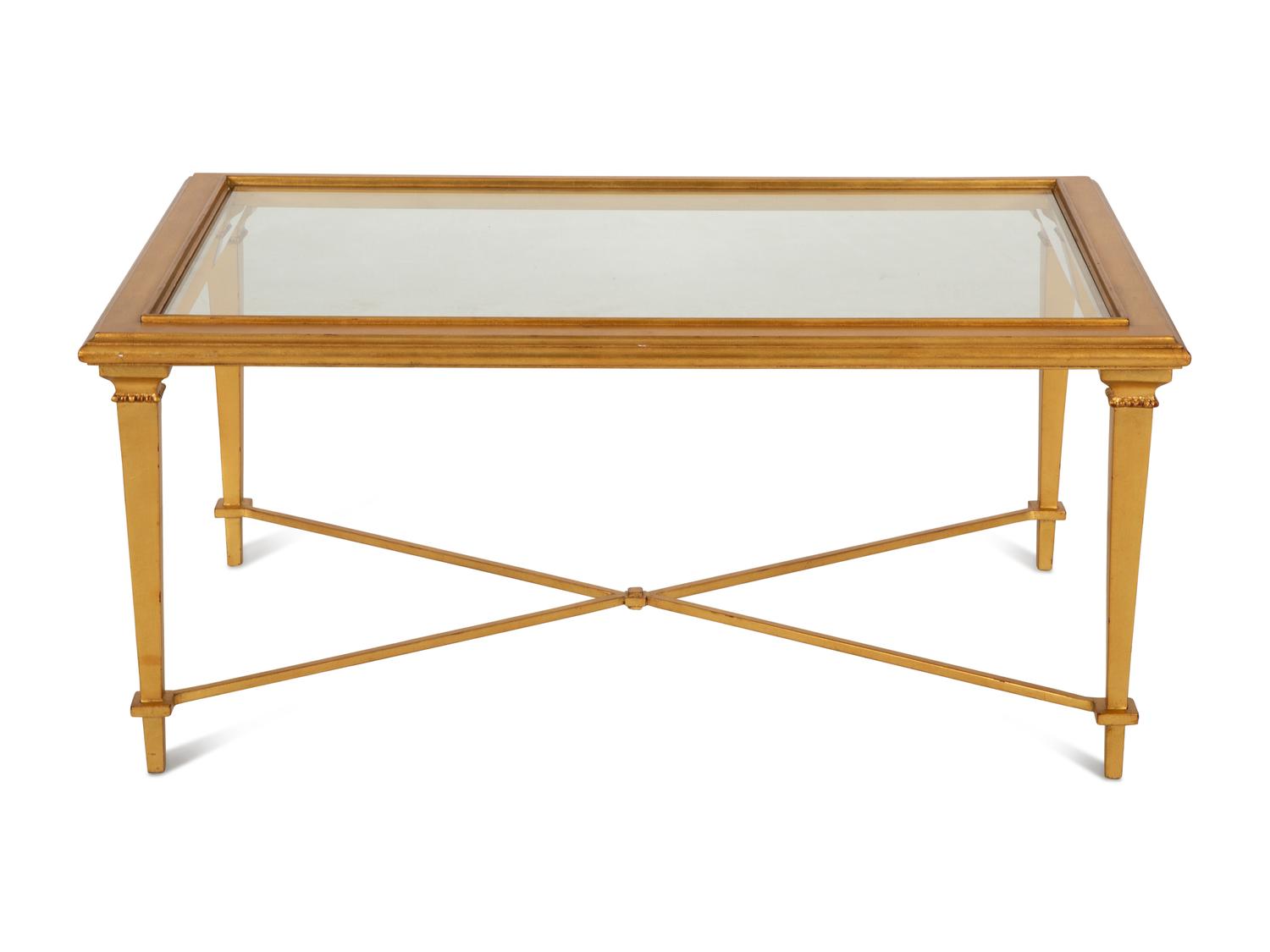 A Neoclassical Style Gilt Painted Coffee Table with Inset Glass Top — 20th Century
