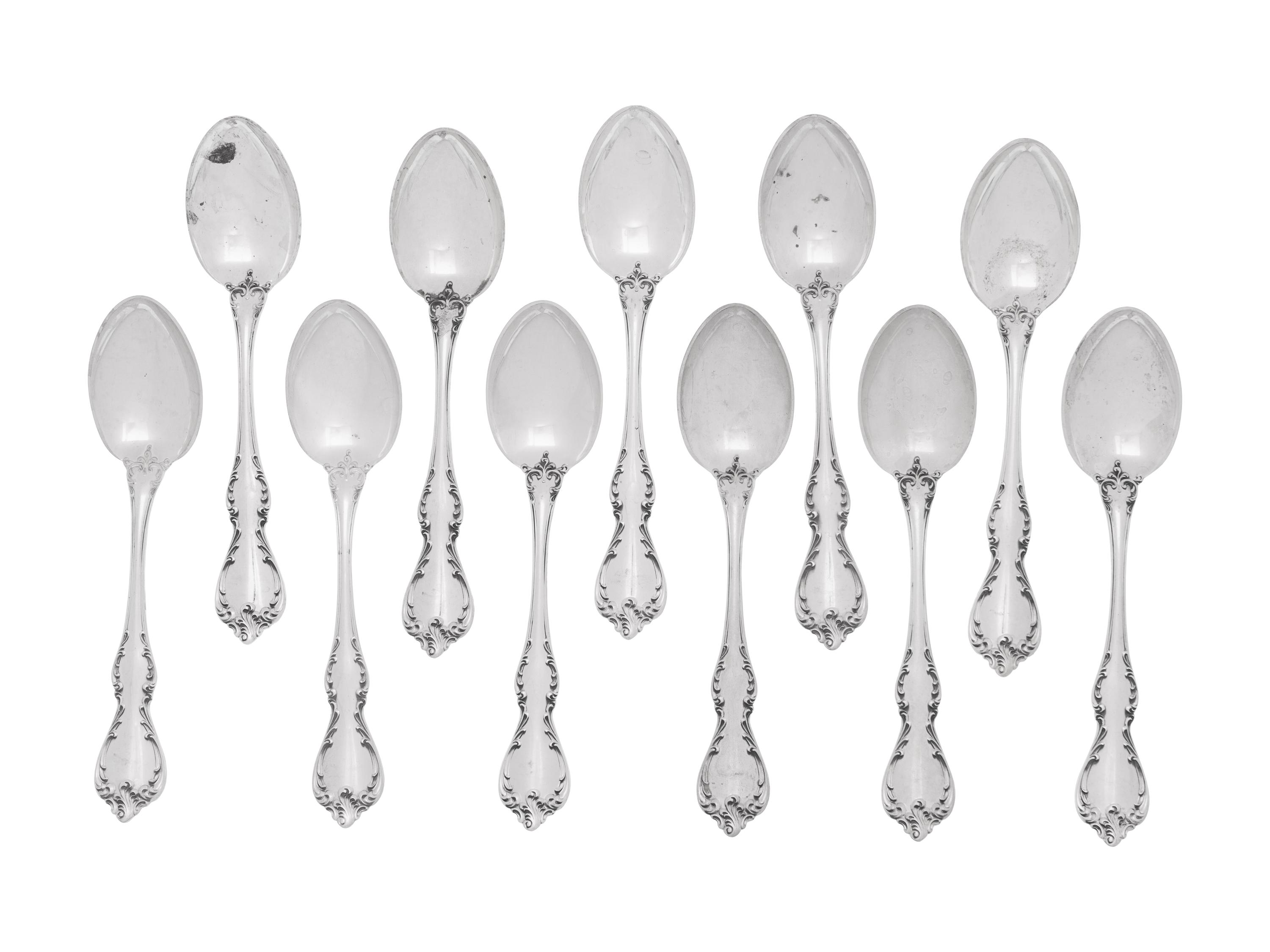 A Set of Eleven American Silver Teaspoons