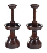 A Pair of Anglo-Indian Turned Wood Altar Candlesticks