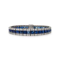 ART DECO, SAPPHIRE AND DIAMOND LINE BRACELET