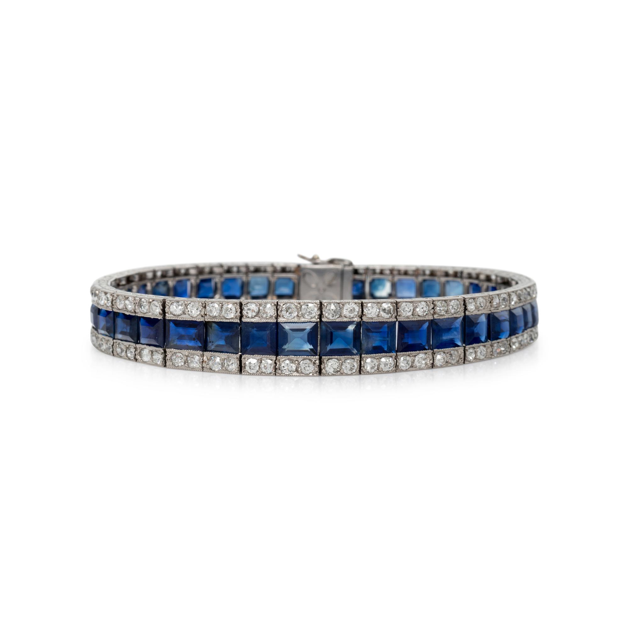 ART DECO, SAPPHIRE AND DIAMOND LINE BRACELET