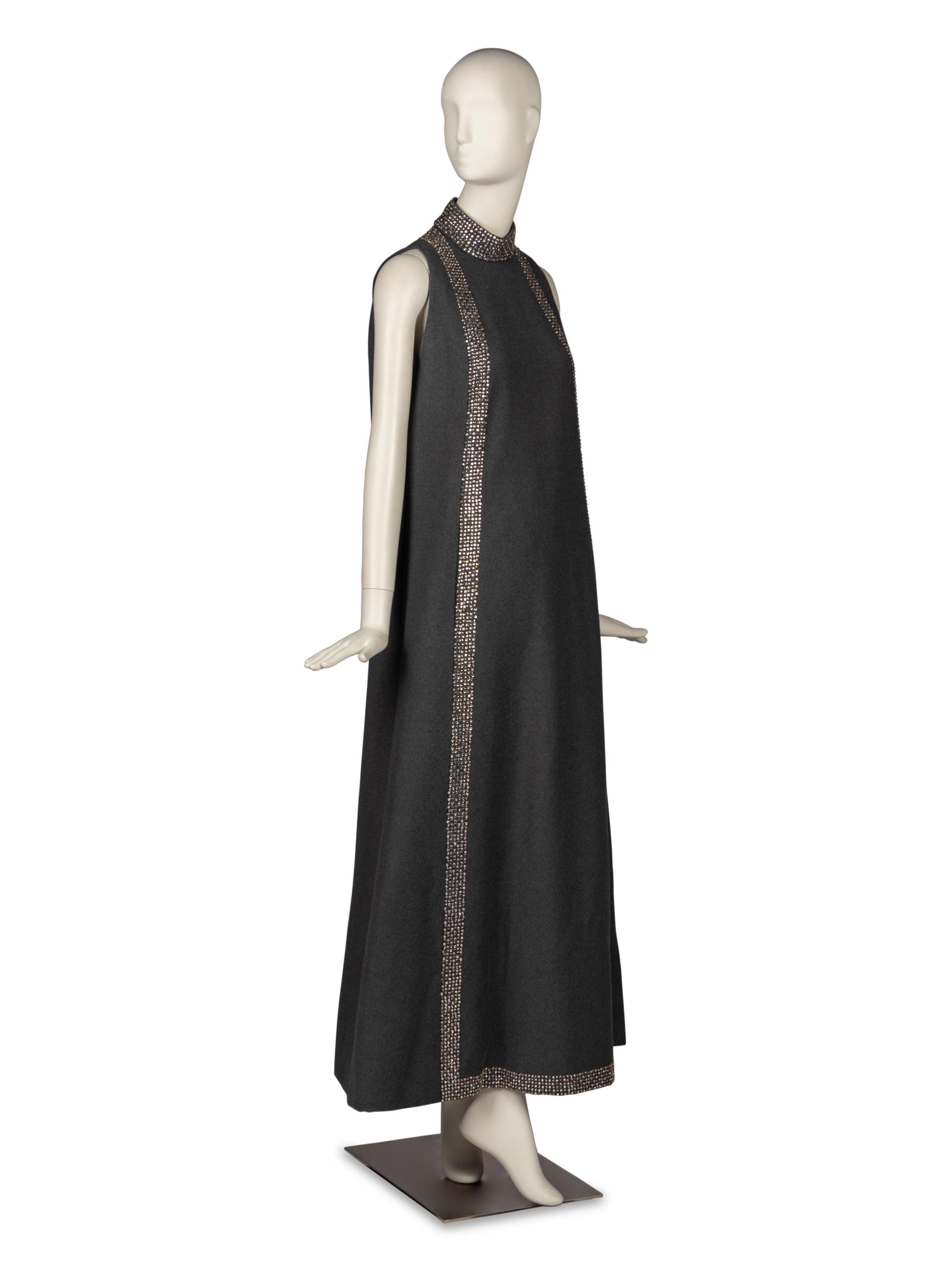 Geoffrey Beene Sleeveless Wool Dress with Crystal Embellishments, 1960s