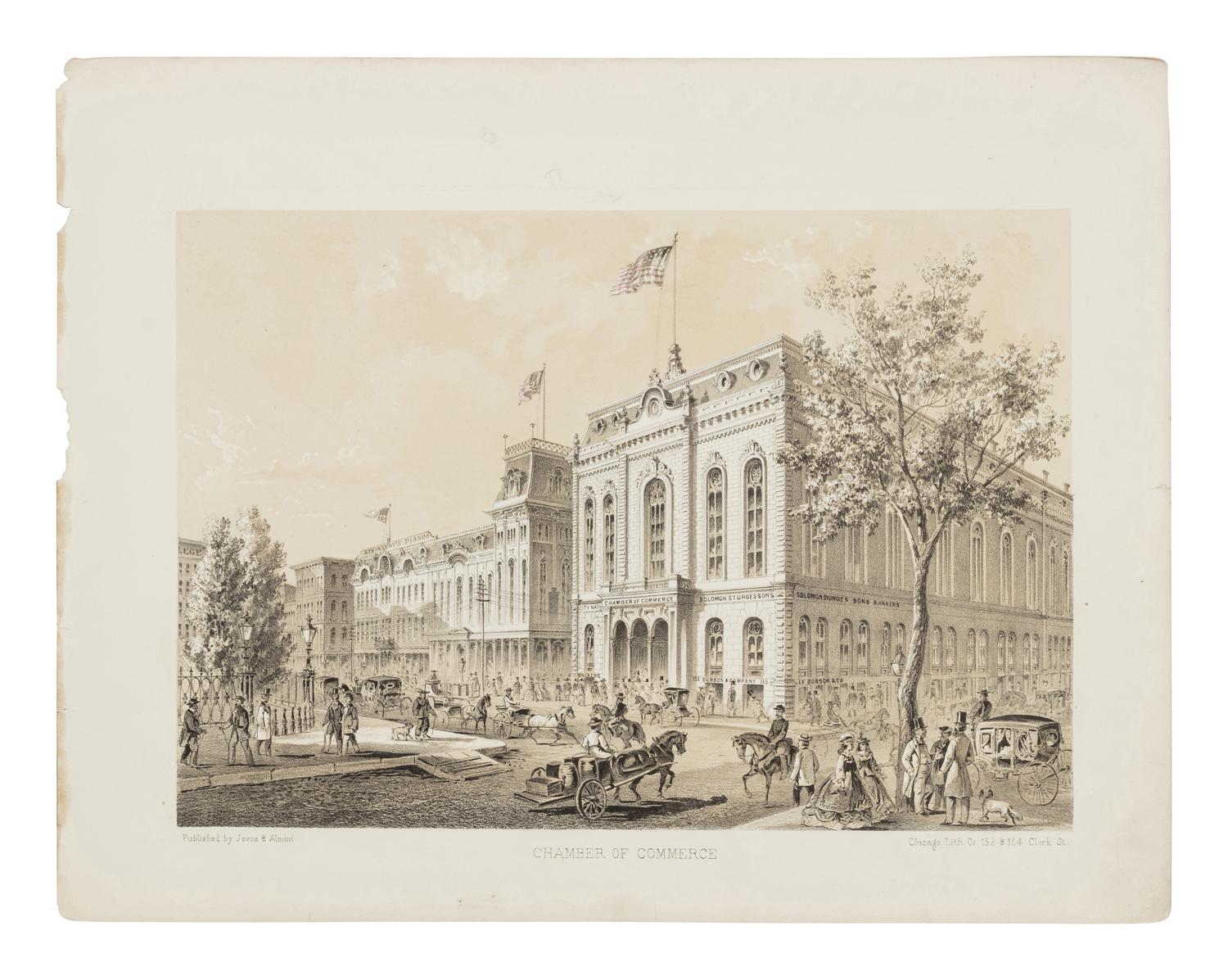 [CHICAGO]. KURZ, Louis (1834-1921). A group of 33 prints from Chicago Illustrated depicting pre-fire Chicago. Chicago: Jevne & Almini, 1866