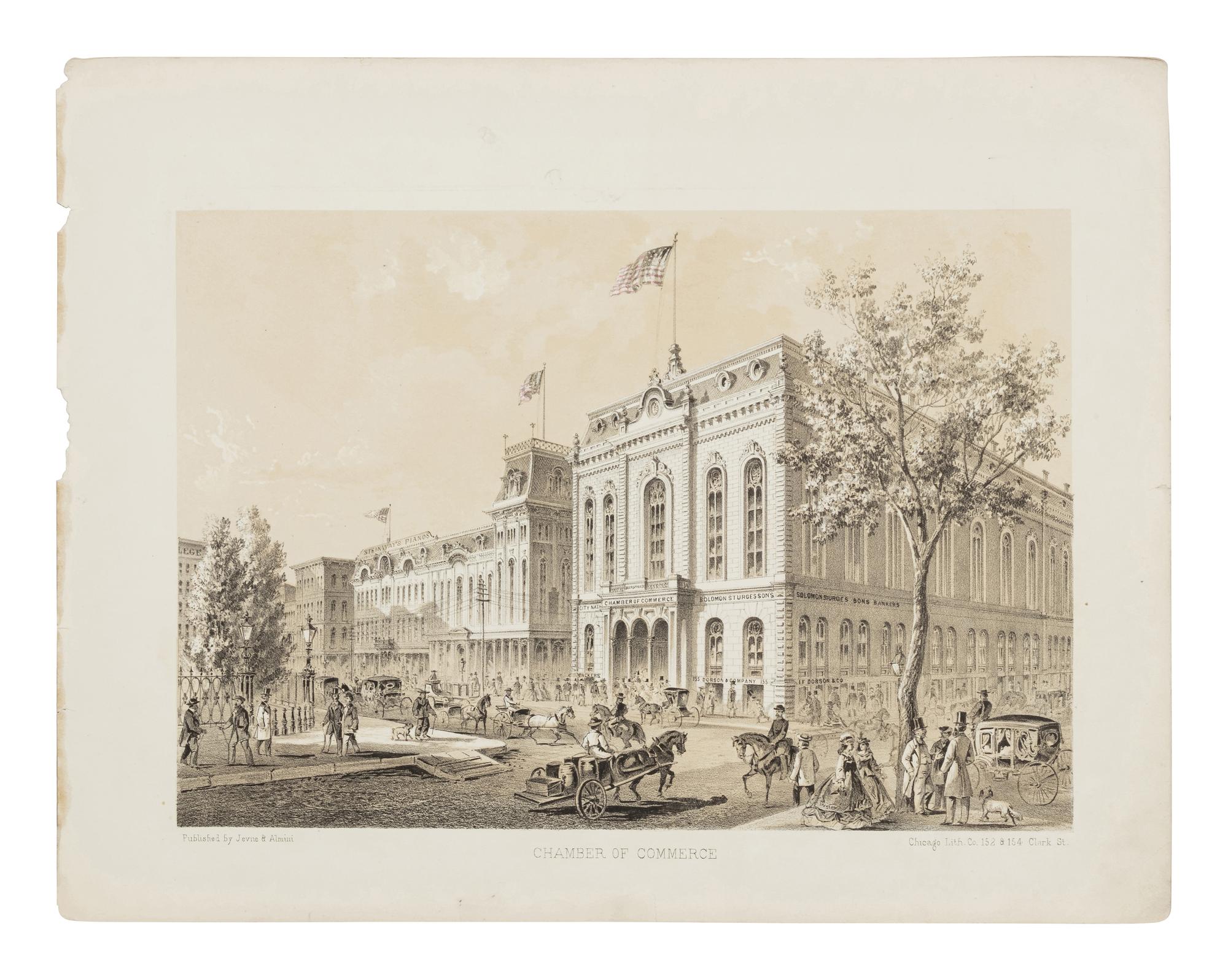 [CHICAGO]. KURZ, Louis (1834-1921). A group of 33 prints from Chicago Illustrated depicting pre-fire Chicago. Chicago: Jevne & Almini, 1866