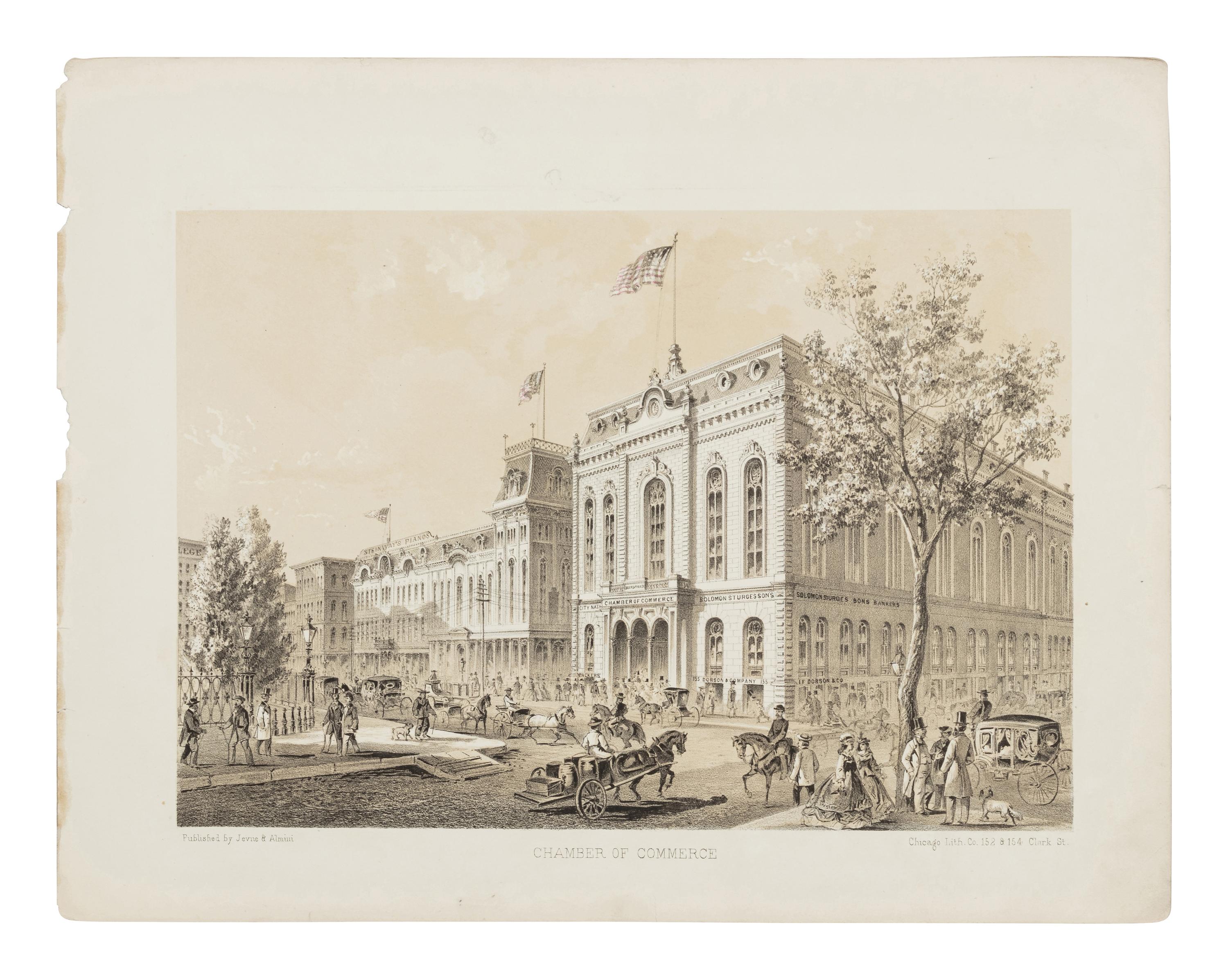 [CHICAGO]. KURZ, Louis (1834-1921). A group of 33 prints from Chicago Illustrated depicting pre-fire Chicago. Chicago: Jevne & Almini, 1866