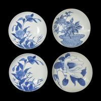 Four Japanese Nabeshima Style Porcelain 'Flowers' Plates, Edo Period
