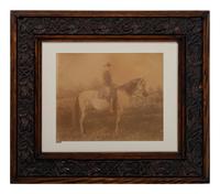 LEE, Robert E. (1807-1870). Oversize albumen photograph of Lee astride Traveller. [Lexington, VA]: Michael Miley, [September 1866].
