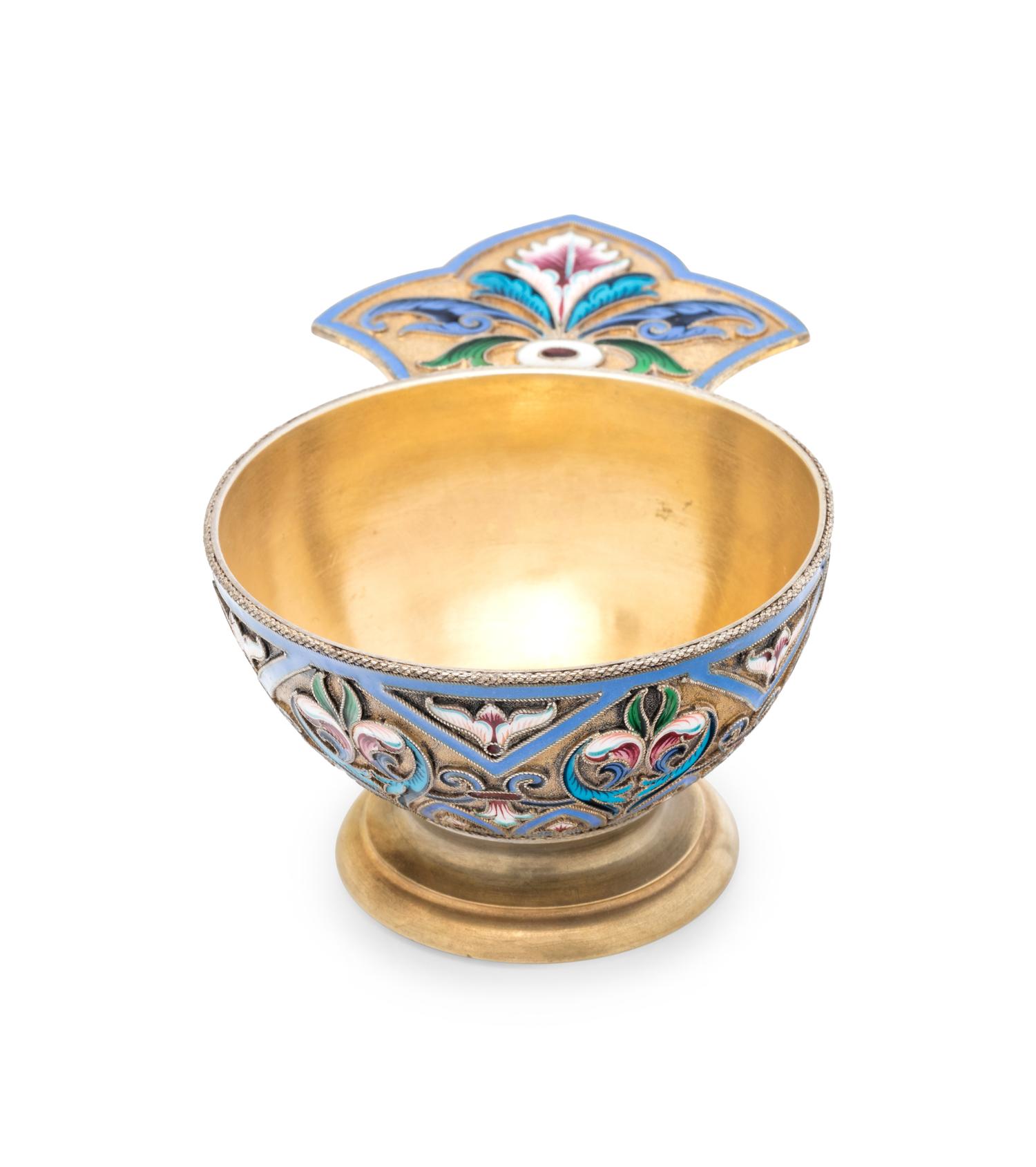 A Russian Silver-Gilt and Shaded Enamel Charka