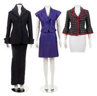 Five Designer Pieces: One Romeo Gigli Skirt Suit, One Celine Skirt Suit, and One Moschino Jacket, 1990-2010s