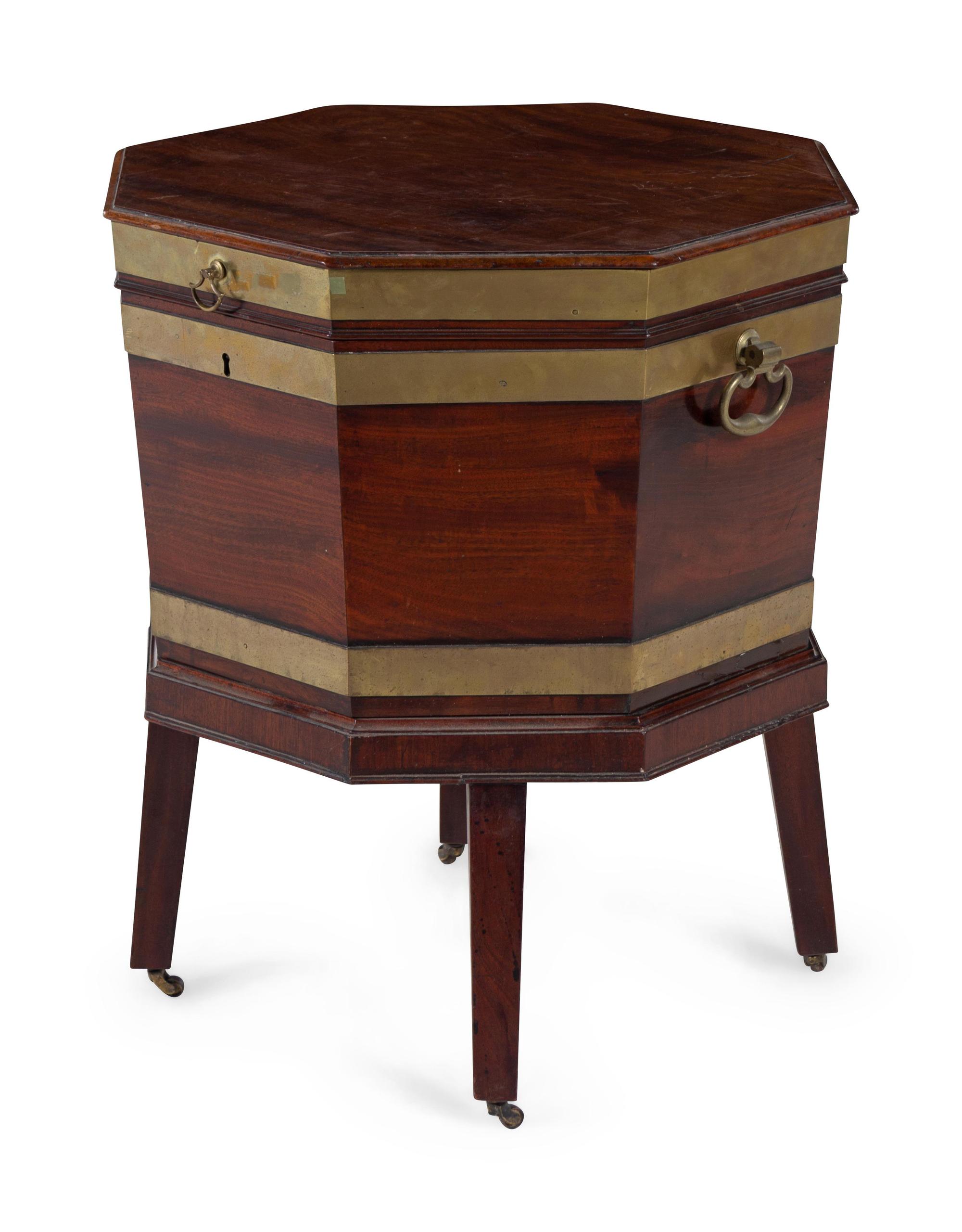 A George III Brass Banded Mahogany Cellarette