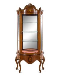 A Louis XV Style Marquetry Vitrine Cabinet