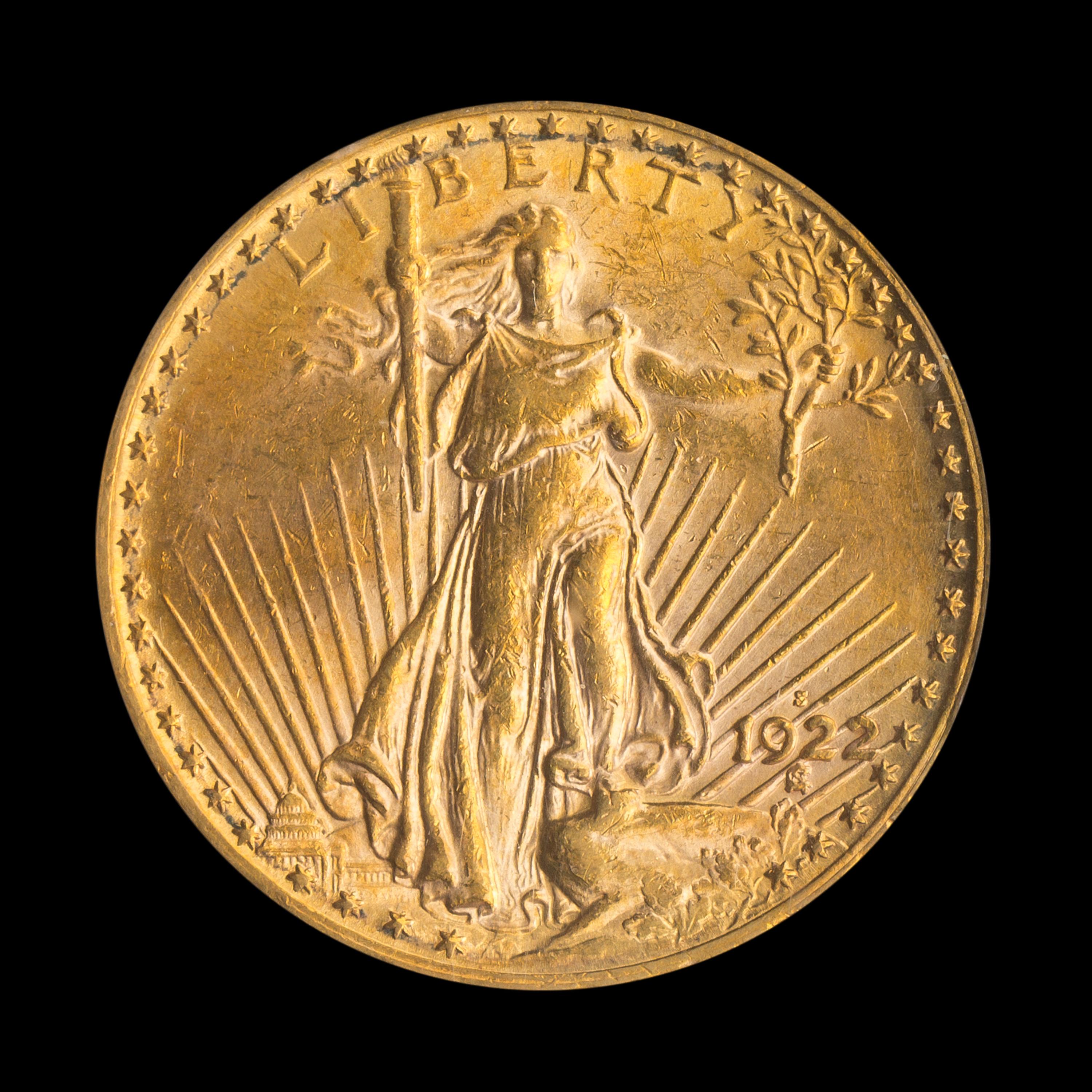 A United States 1922-S St. Gaudens $20 Gold Coin