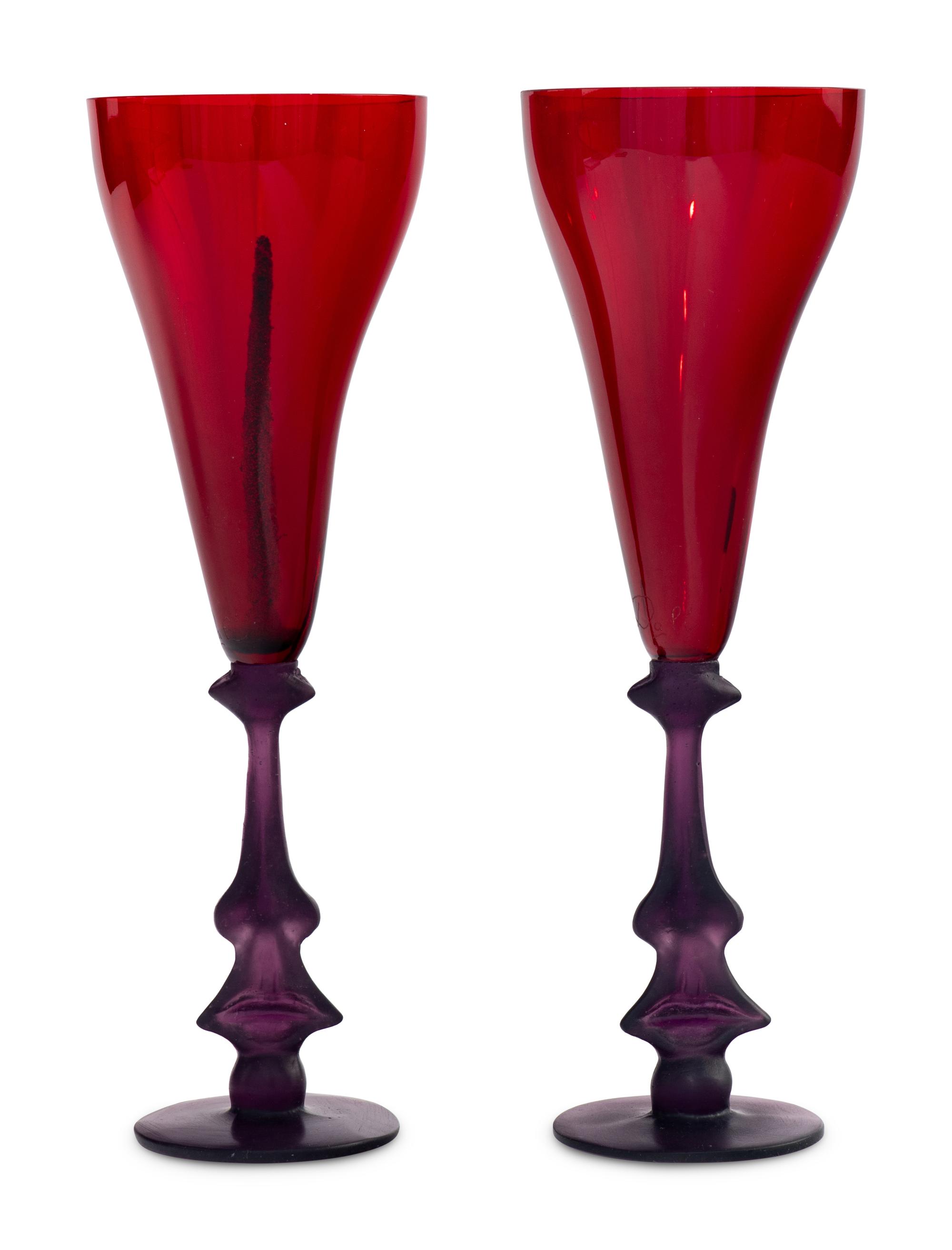 A Pair of Daum Calice Champagne Flutes