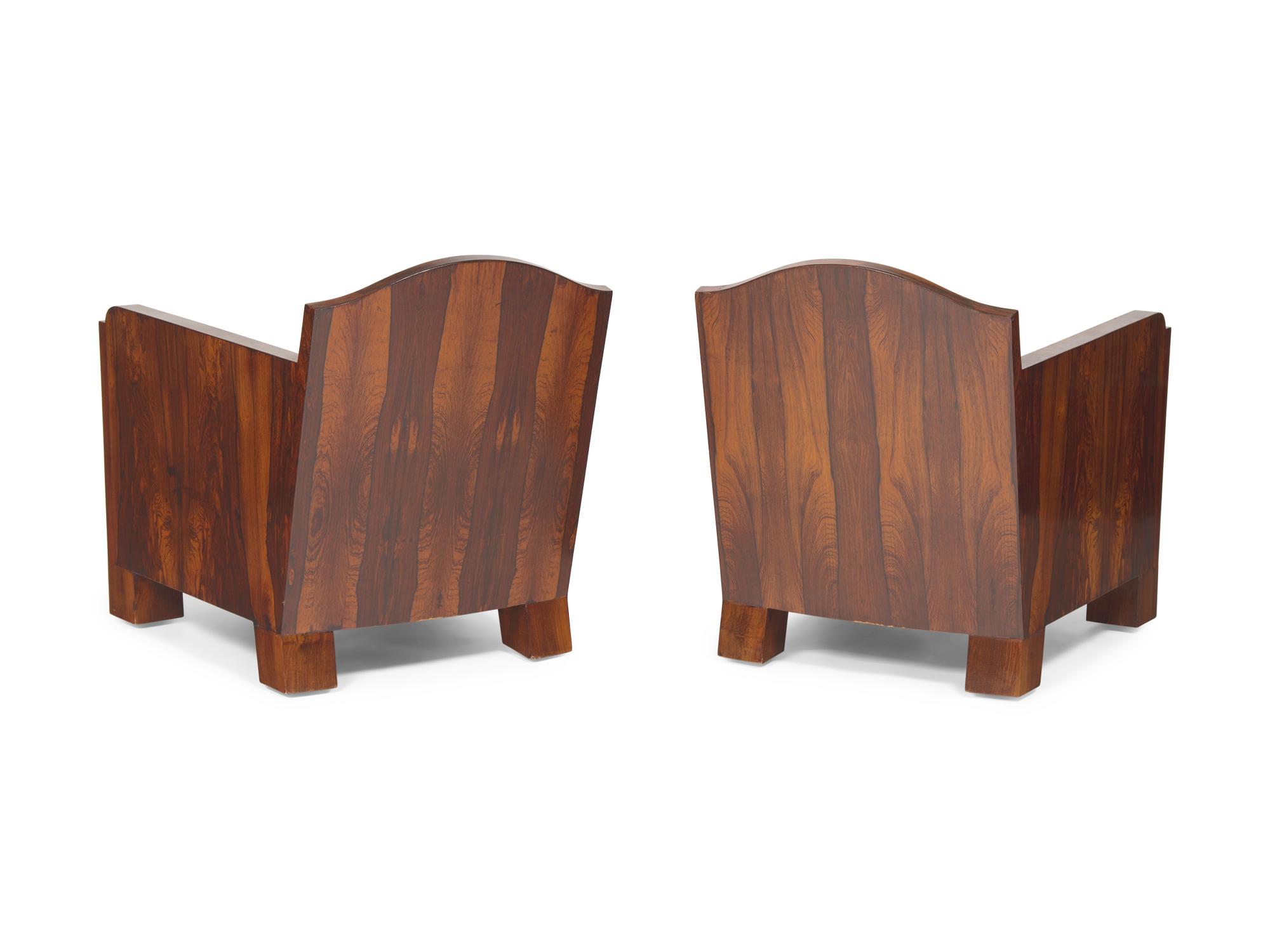 A Pair of Art Deco Rosewood Club Chairs