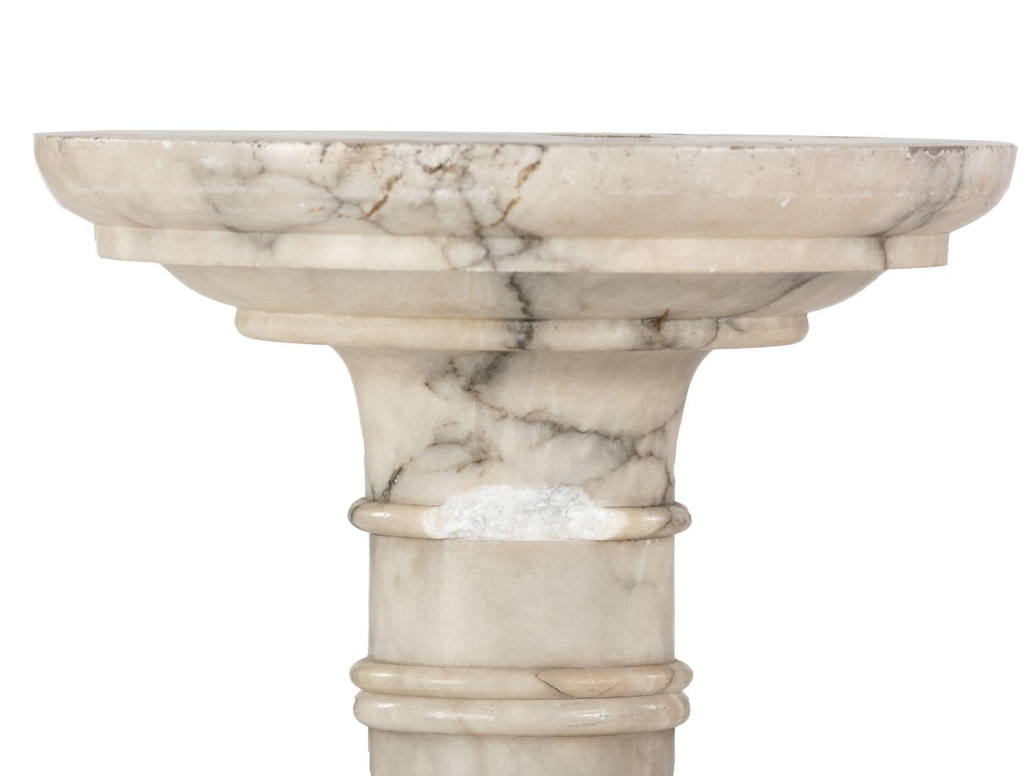 A Neoclassical White and Gray Marble Pedestal