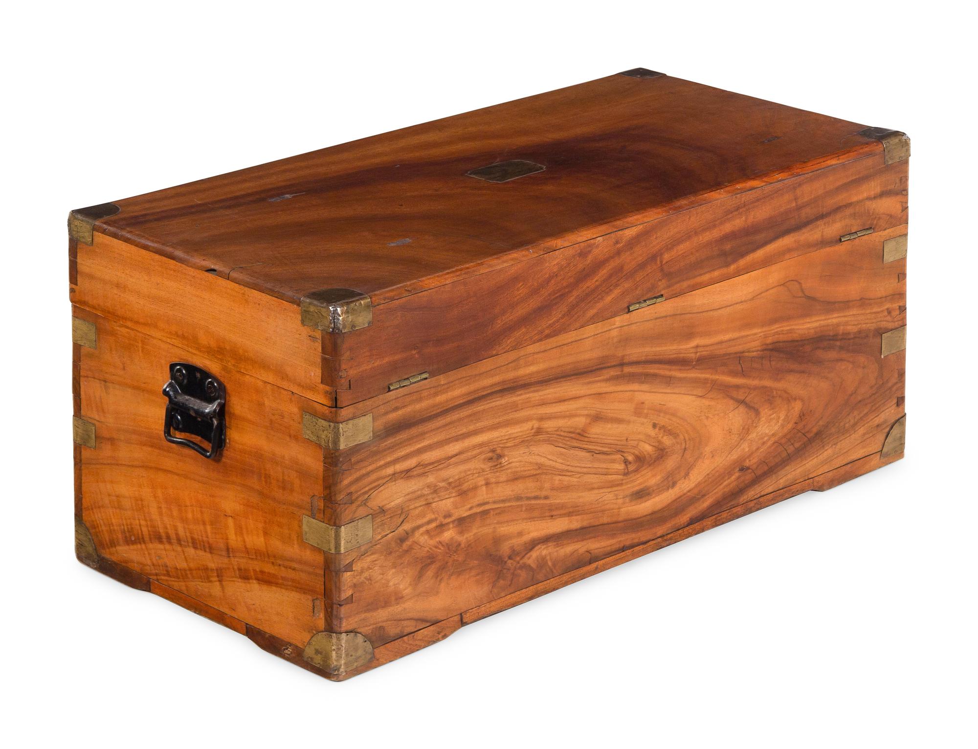An English Brass Mounted Mahogany Campaign Trunk