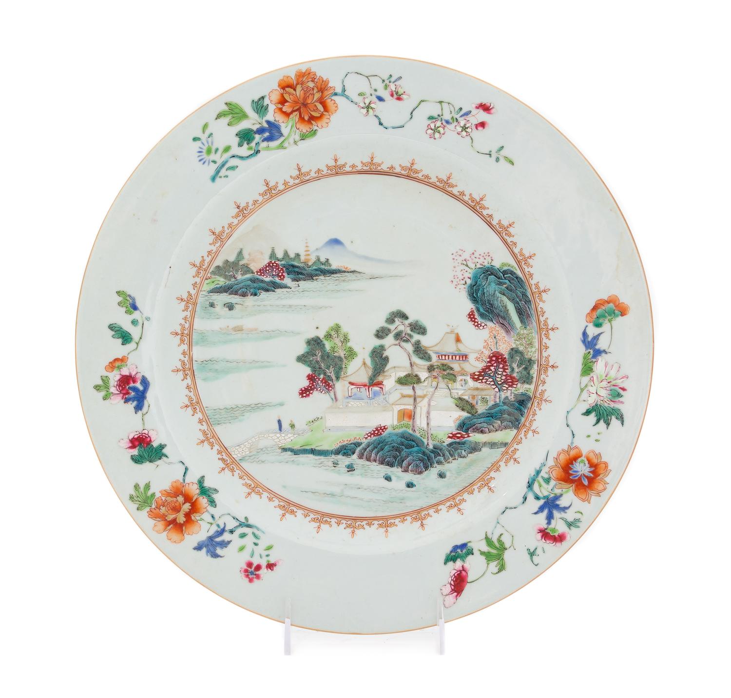 A Large Chinese Export Famille Rose Porcelain Charger Diameter 14 inches. — 18TH CENTURY