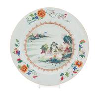 A Large Chinese Export Famille Rose Porcelain Charger Diameter 14 inches. — 18TH CENTURY