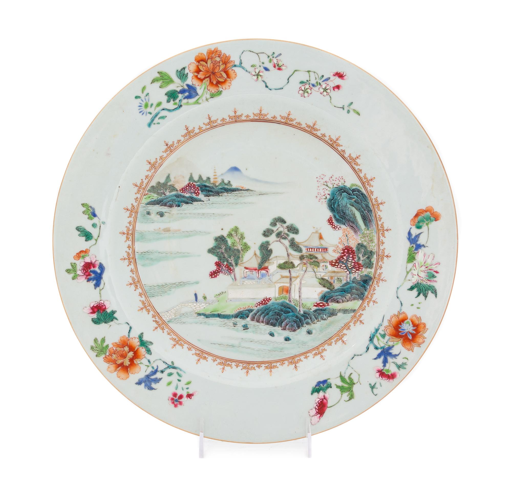A Large Chinese Export Famille Rose Porcelain Charger Diameter 14 inches. — 18TH CENTURY