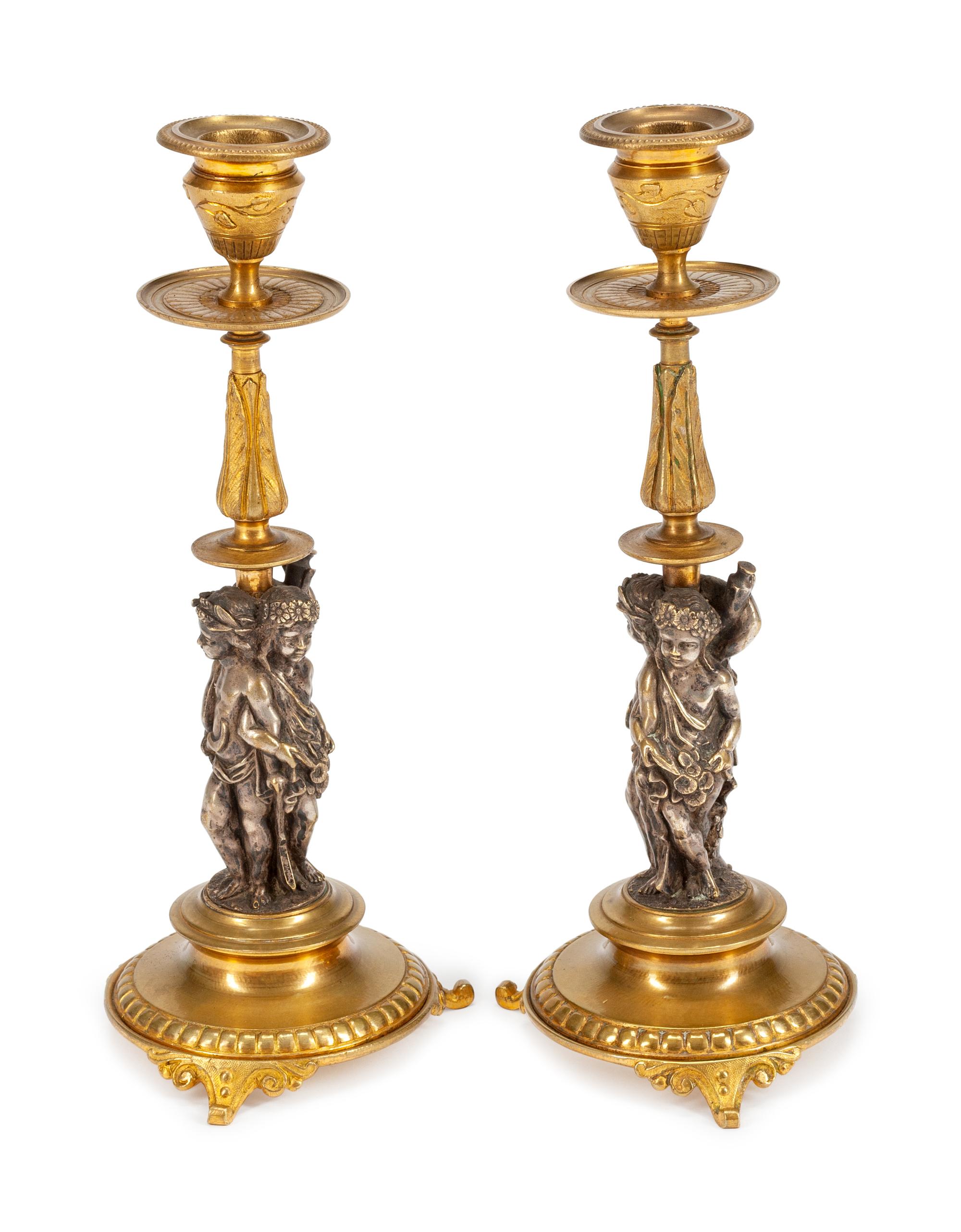 A Pair of Louis XV Style Gilt Bronze Mounted Marquetry Tables