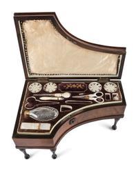 A Regency Mahogany Piano-Form Sewing and Music Box