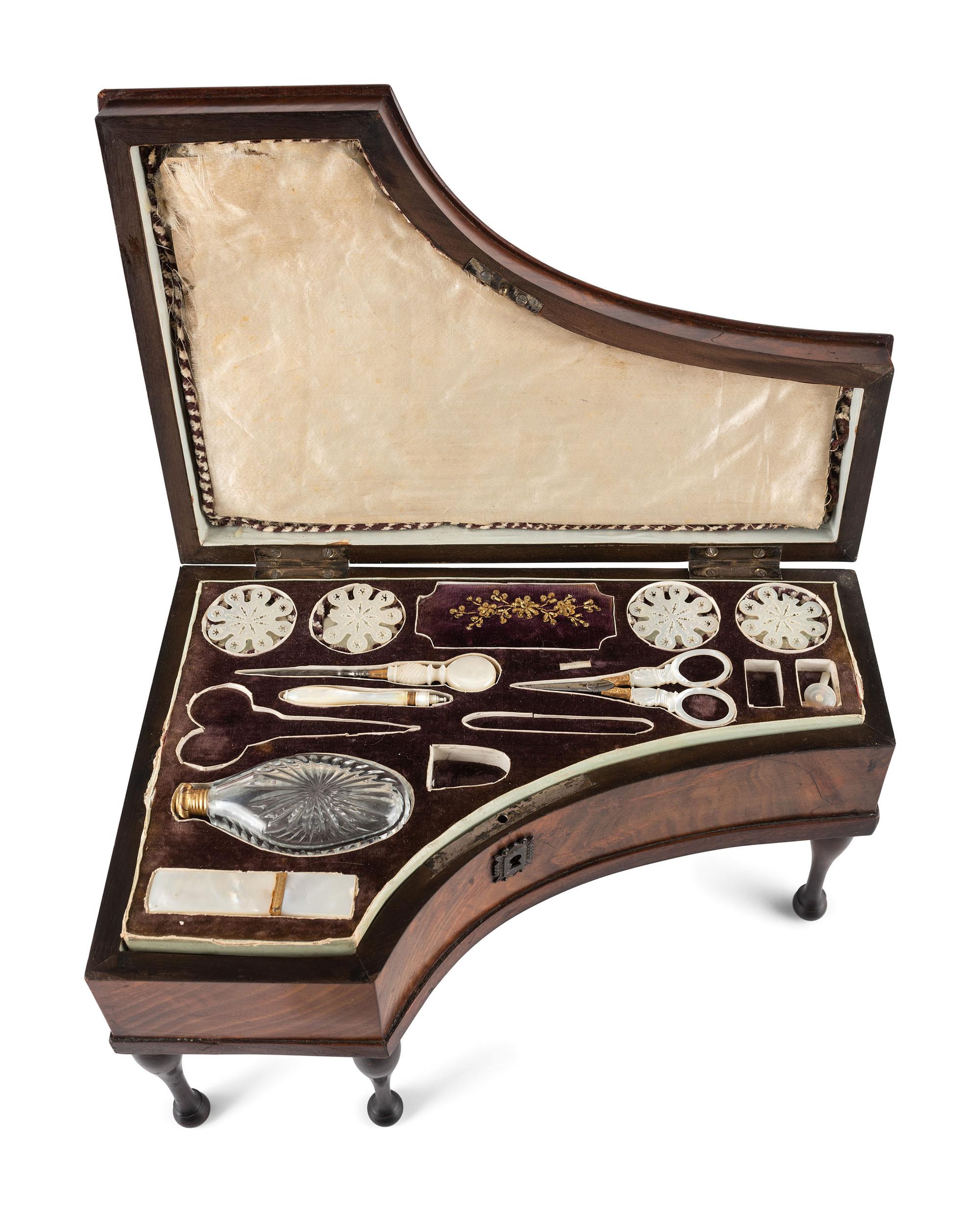 A Regency Mahogany Piano-Form Sewing and Music Box