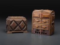 Two Miniature Tramp Art Chests