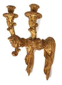 A Pair of Continental Giltwood Sconces Height 19 inches. — LATE 19TH/EARLY 20TH CENTURY