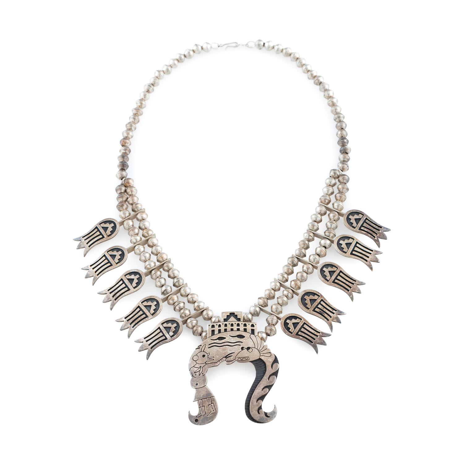 Sterling Silver Overlay Squash Blossom Necklace