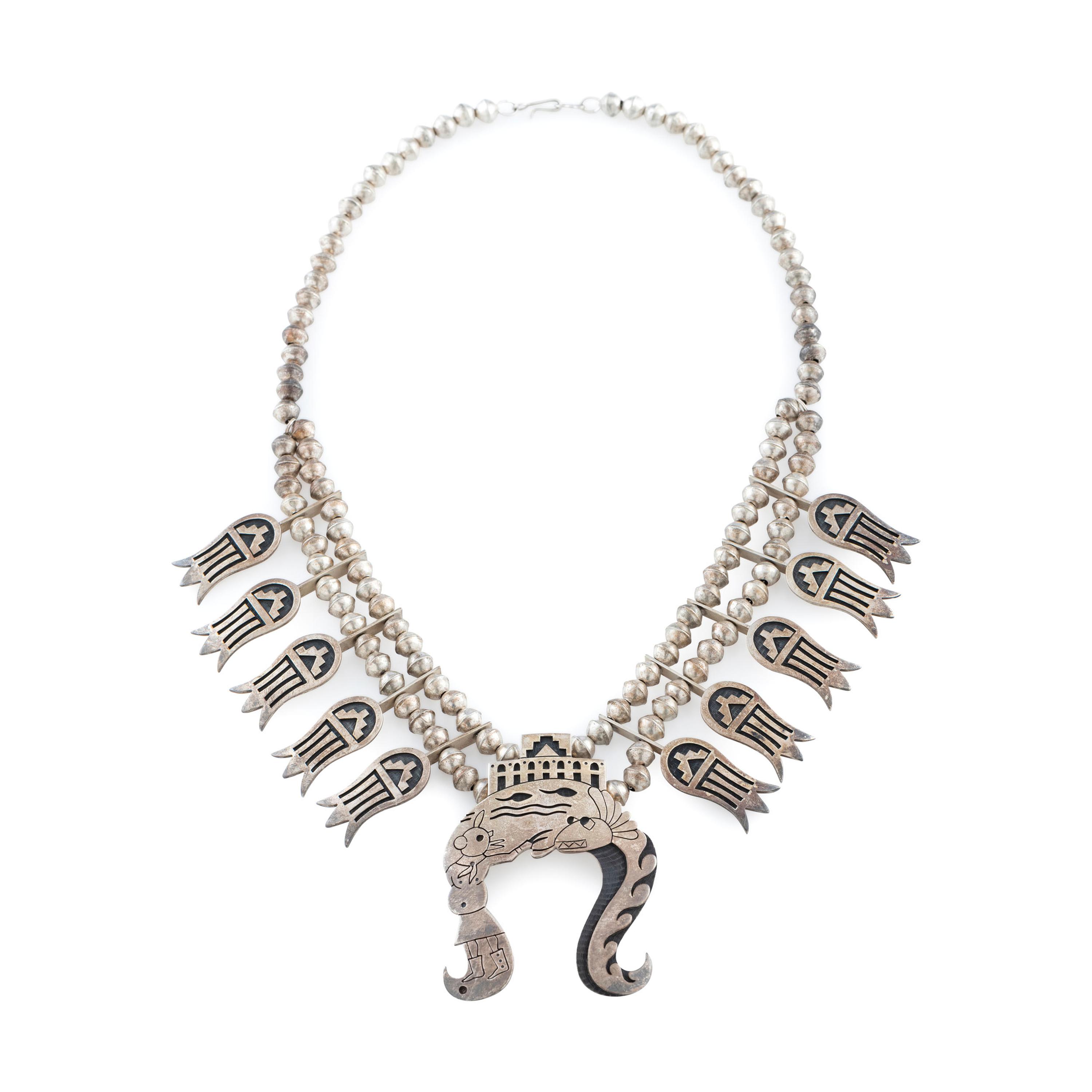 Sterling Silver Overlay Squash Blossom Necklace