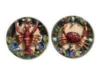 A Pair of Portugese Palissy-Style Majolica Cabinet Plates