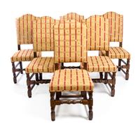 A Set of Six William and Mary Style Oak Dining Chairs Height 40 inches. — 20TH CENTURY