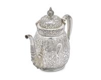 A Rare Sterling Silver Three-Piece Saracenic Tea Service