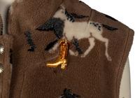 Two Equestrian Motif Fleece Knits and Two Brooches