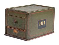 A Paint Decorated Pine Sewing Box