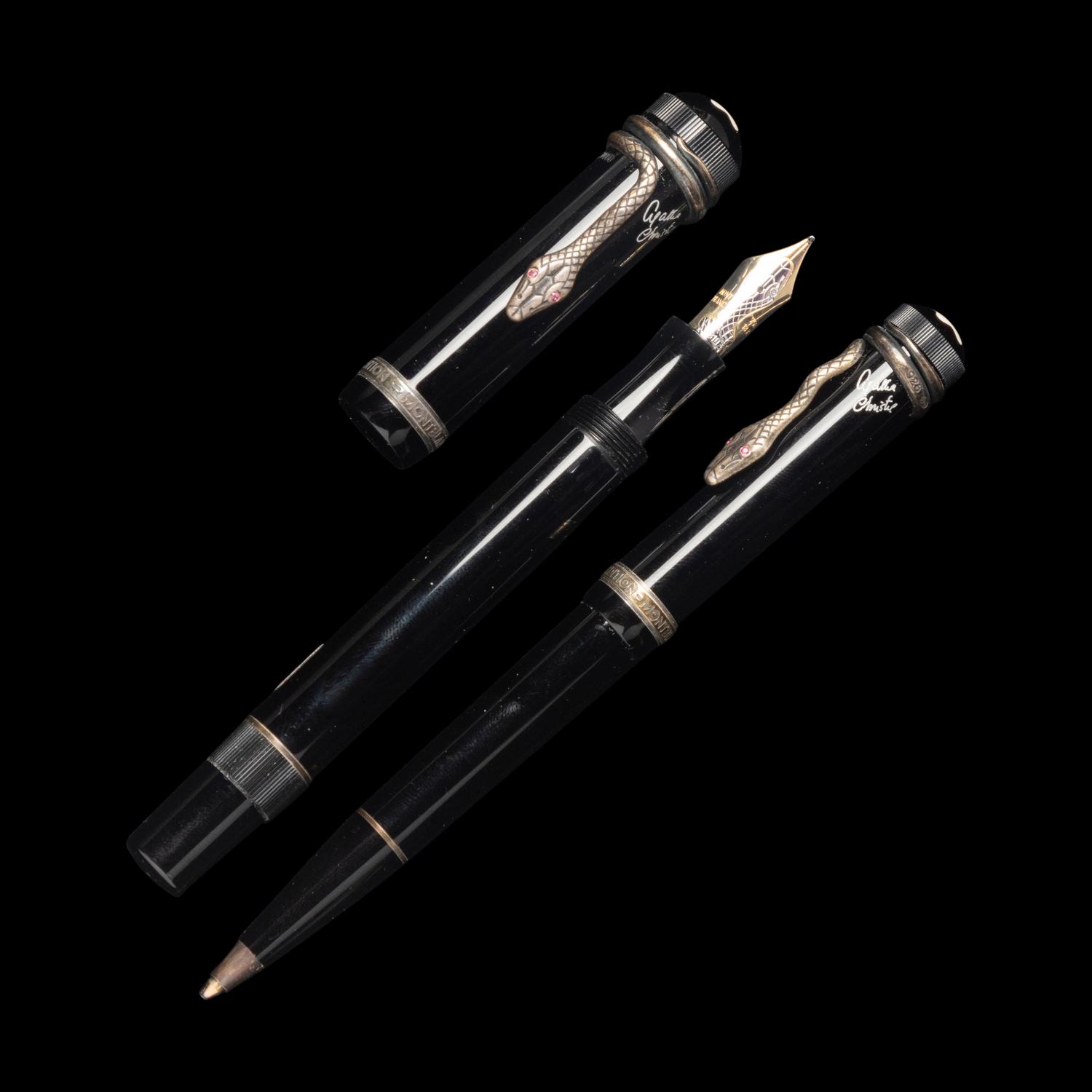 A Montblanc Limited Edition Agatha Christie Fountain Pen and Rollerball Pen Set