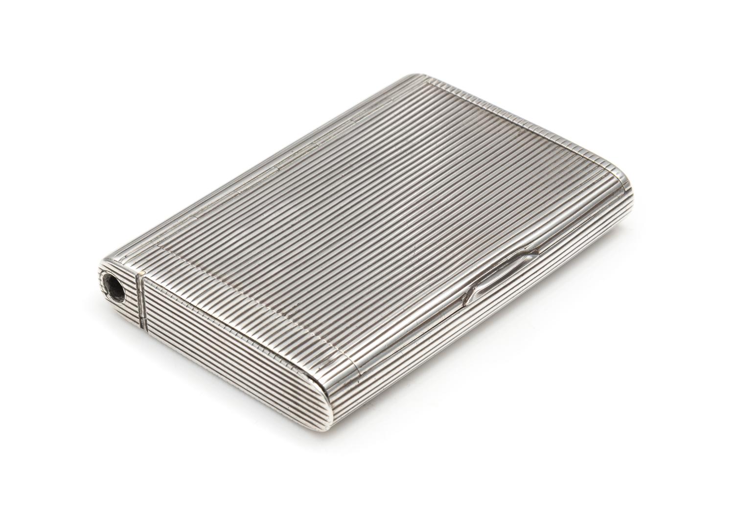 A Russian Silver Cigarette Case, Maker's Mark Cyrillic A.R., Moscow, Late 19th/Early 20th Century, the reeded case fitted with a side-m