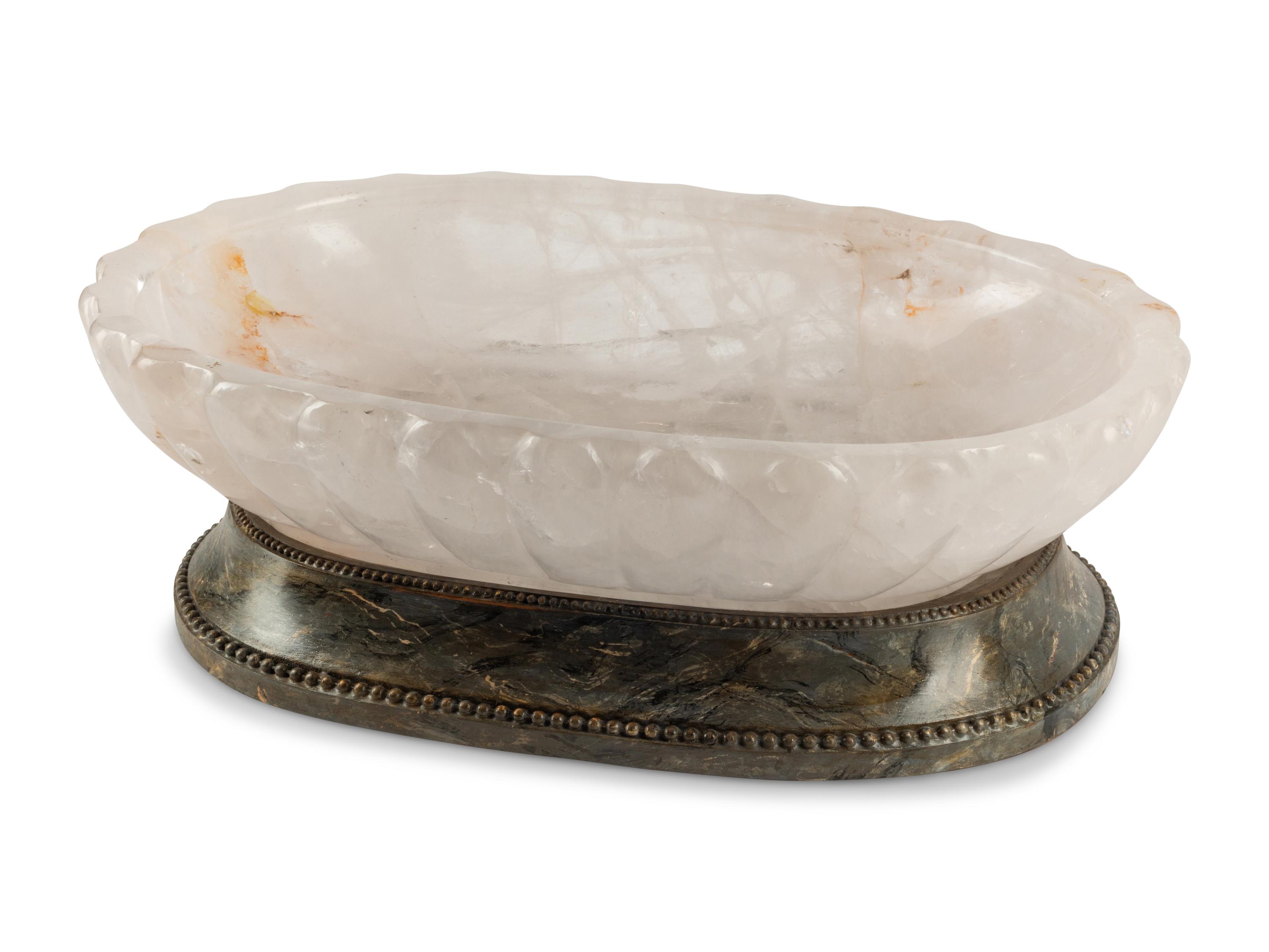 A Large Fluted Rock Crystal Centerpiece Bowl