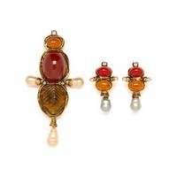 Iradj Moini, Brooch & Ear Clips Set