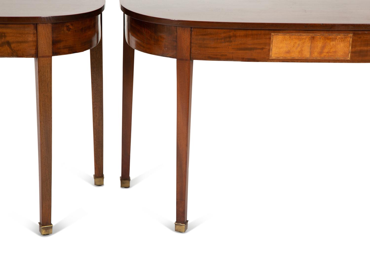 A Pair of George III Style Mahogany Console Tables
